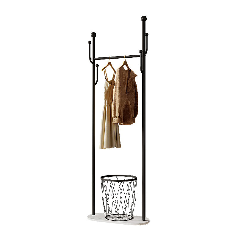 Modern Hall Tree Metal Hanging Rail Storage and 4 Hooks Coat Hanger
