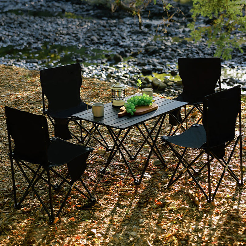 Industrial Patio Table Metal Black Rectangle Foldable Camping Table