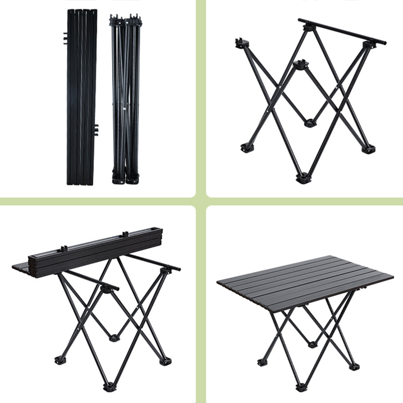 Industrial Patio Table Metal Black Rectangle Foldable Camping Table
