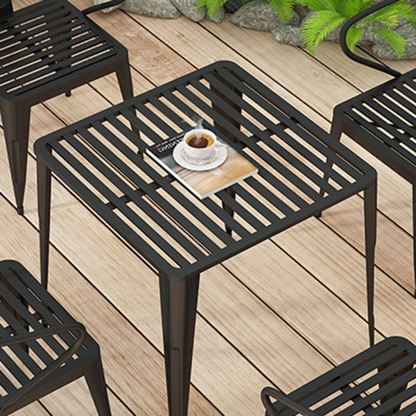 Metal Modern Dining Table Set 1/5/7 Pcs Metallic Finish Dining Set