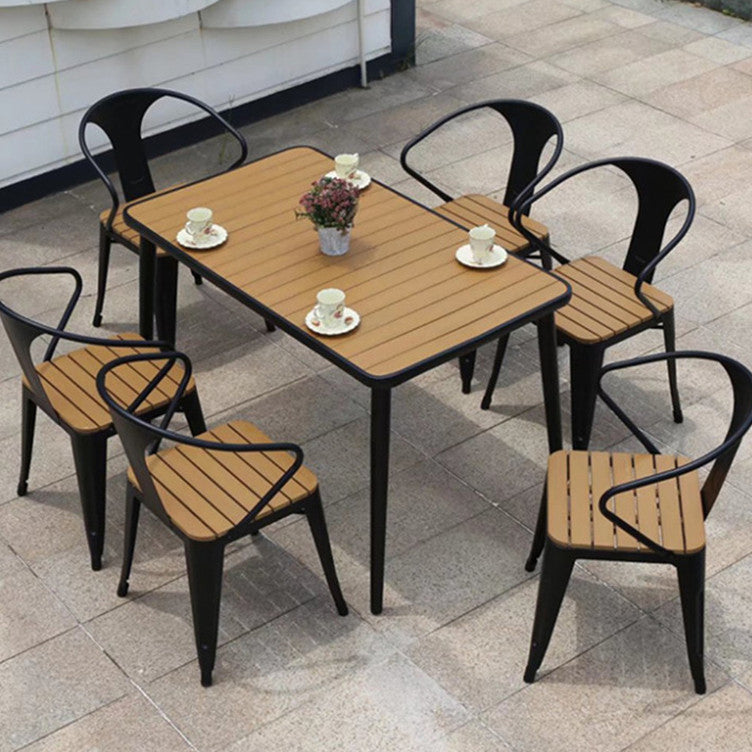Modern 1/5/7 Pieces Metal Dining Set Reclaimed Wood Table Set