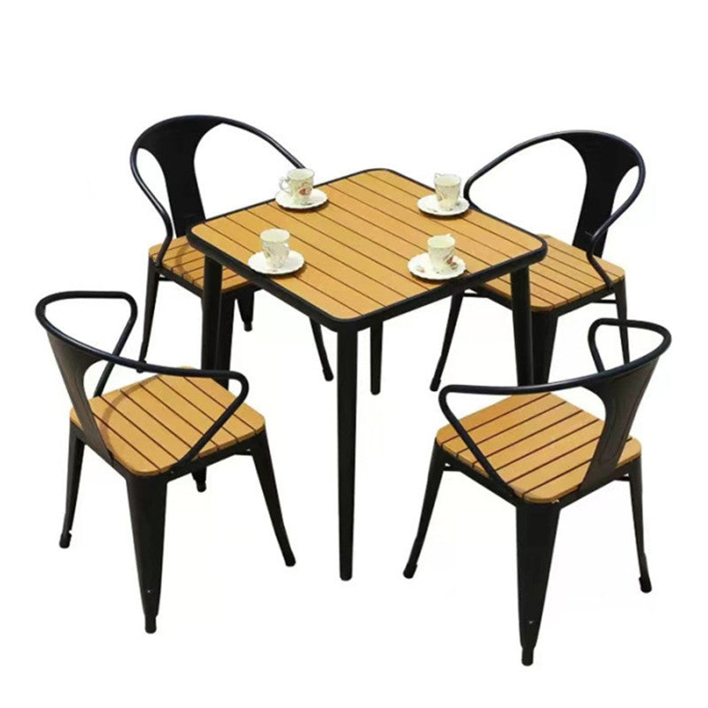 Modern 1/5/7 Pieces Metal Dining Set Reclaimed Wood Table Set