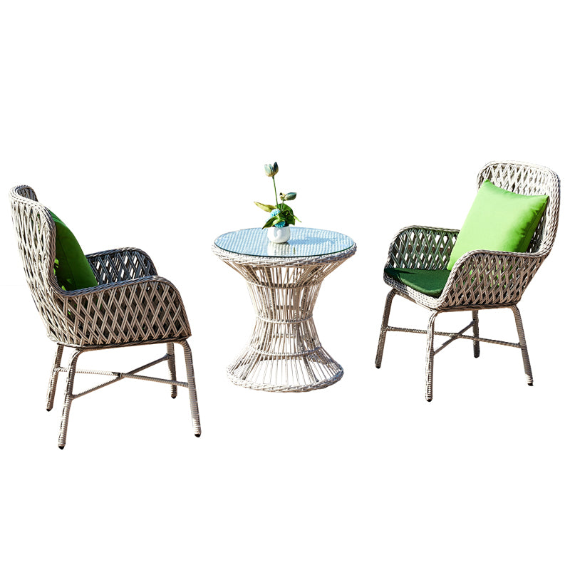 Modern Glass Top Dining Table Set 1/2/3/4/5 Pcs Rattan Outdoor Dining Set