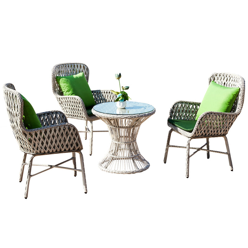 Modern Glass Top Dining Table Set 1/2/3/4/5 Pcs Rattan Outdoor Dining Set