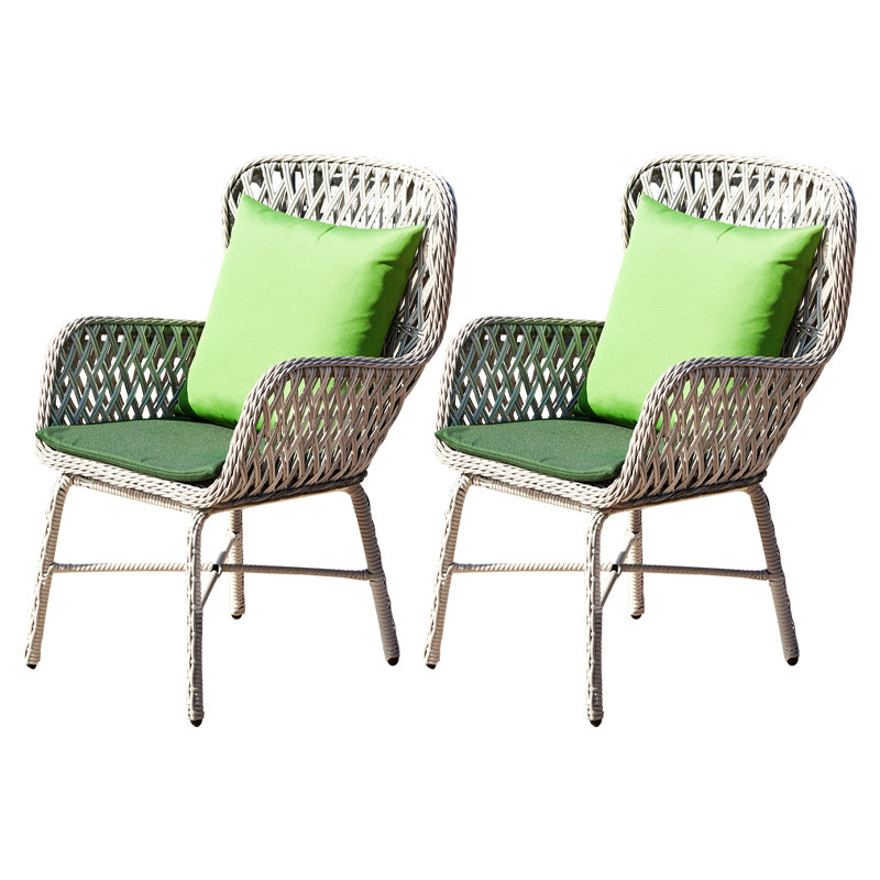 Modern Glass Top Dining Table Set 1/2/3/4/5 Pcs Rattan Outdoor Dining Set