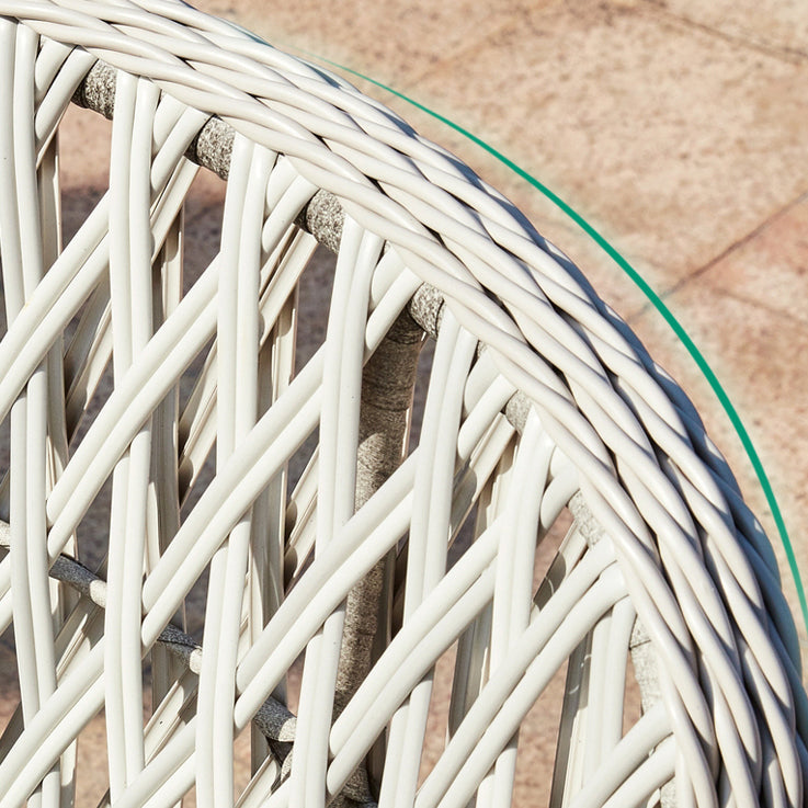 Modern Glass Top Dining Table Set 1/2/3/4/5 Pcs Rattan Outdoor Dining Set