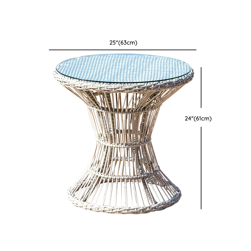 Modern Glass Top Dining Table Set 1/2/3/4/5 Pcs Rattan Outdoor Dining Set