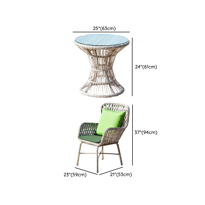 Modern Glass Top Dining Table Set 1/2/3/4/5 Pcs Rattan Outdoor Dining Set