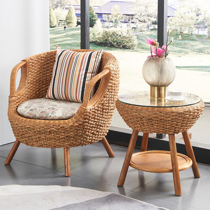 Glass Top Contemporary Dining Table Set 1/2/3/4 Pcs Wicker Dining Set