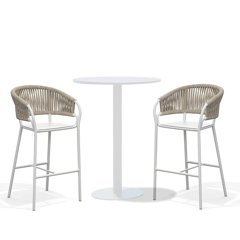 Contemporary Round Bar Height Set 1/3 Pcs Metal Bar Table Set