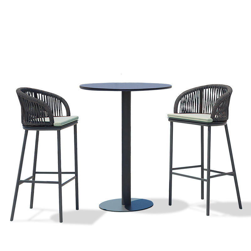 Contemporary Round Bar Height Set 1/3 Pcs Metal Bar Table Set