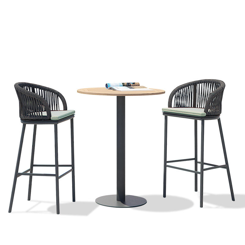 Contemporary Round Bar Height Set 1/3 Pcs Metal Bar Table Set