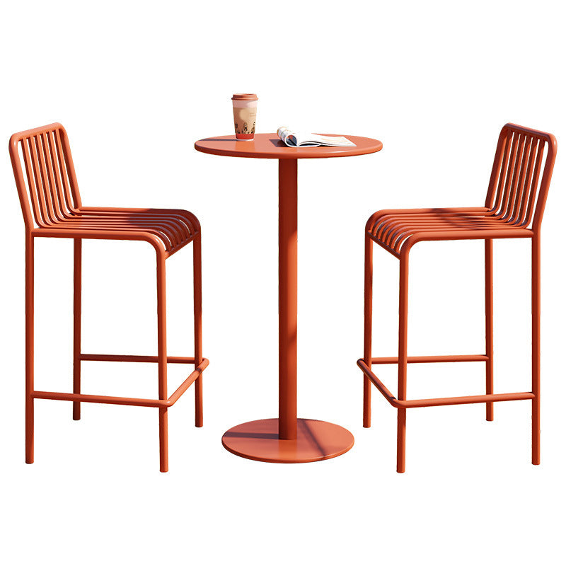 Round Modern Bar Table Set 1/3/4 Pcs Metallic Finish Bar Height Set