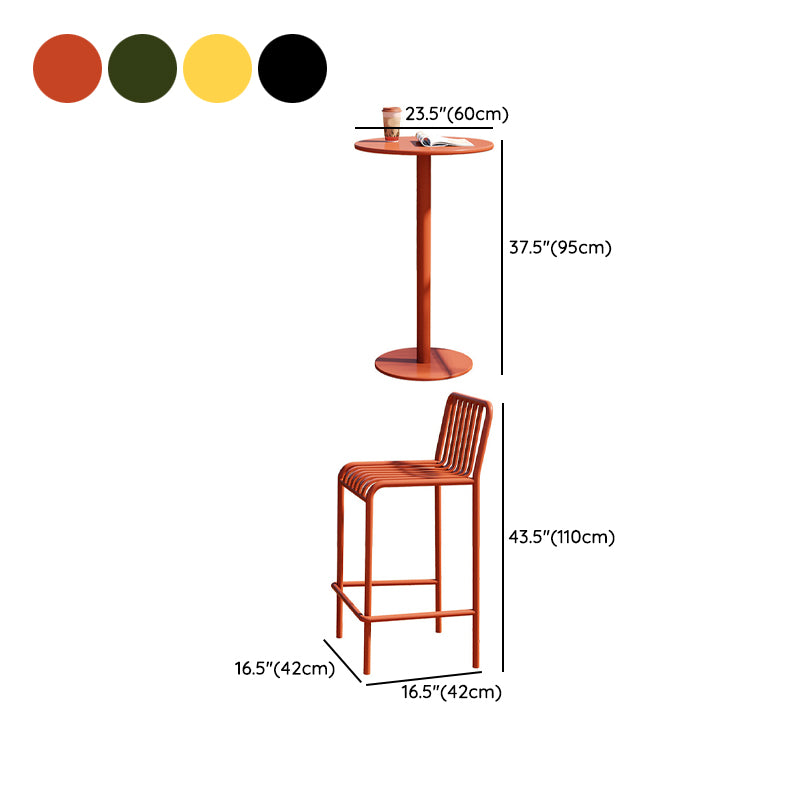 Round Modern Bar Table Set 1/3/4 Pcs Metallic Finish Bar Height Set