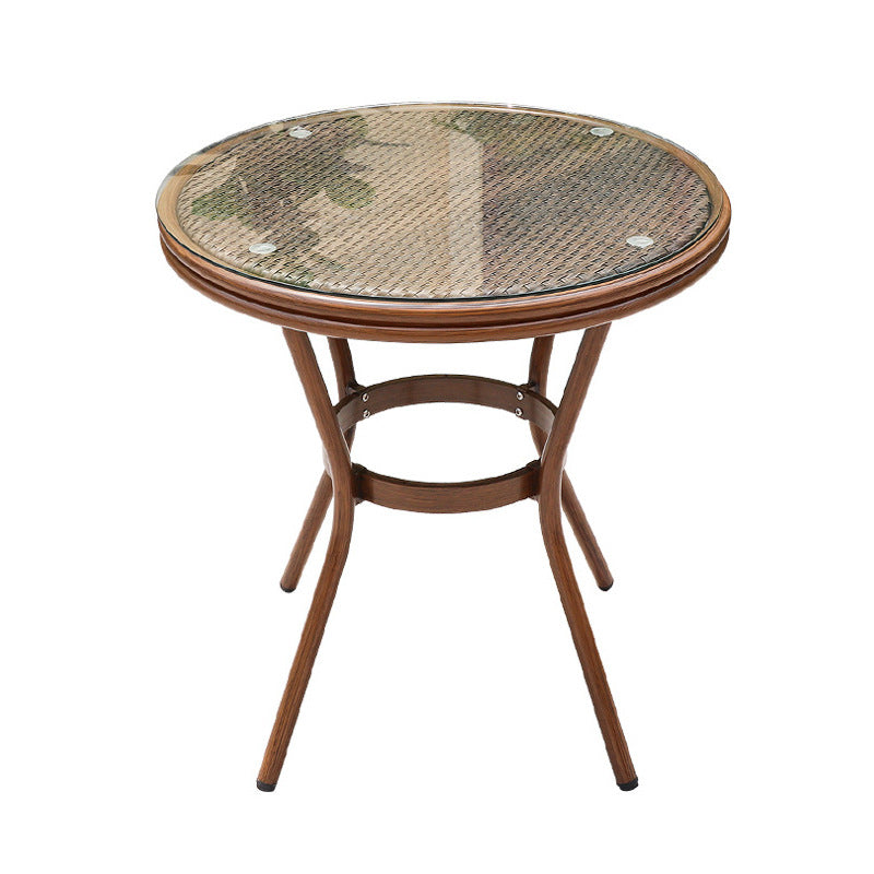 Modern Glass Top Dining Table Set 1/5/7 Pcs Brown Dining Set