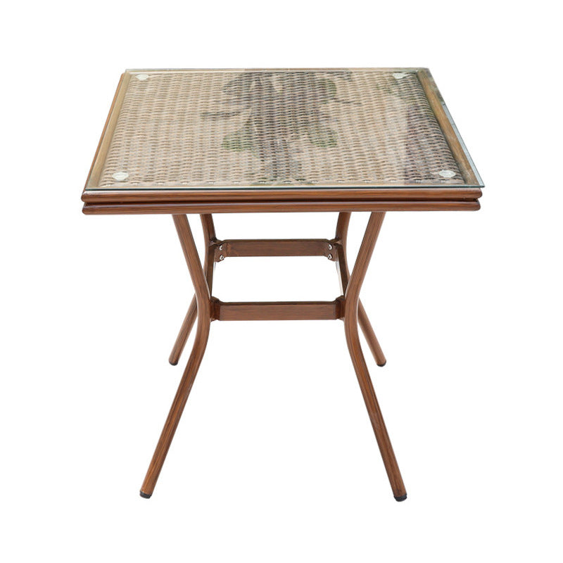 Modern Glass Top Dining Table Set 1/5/7 Pcs Brown Dining Set