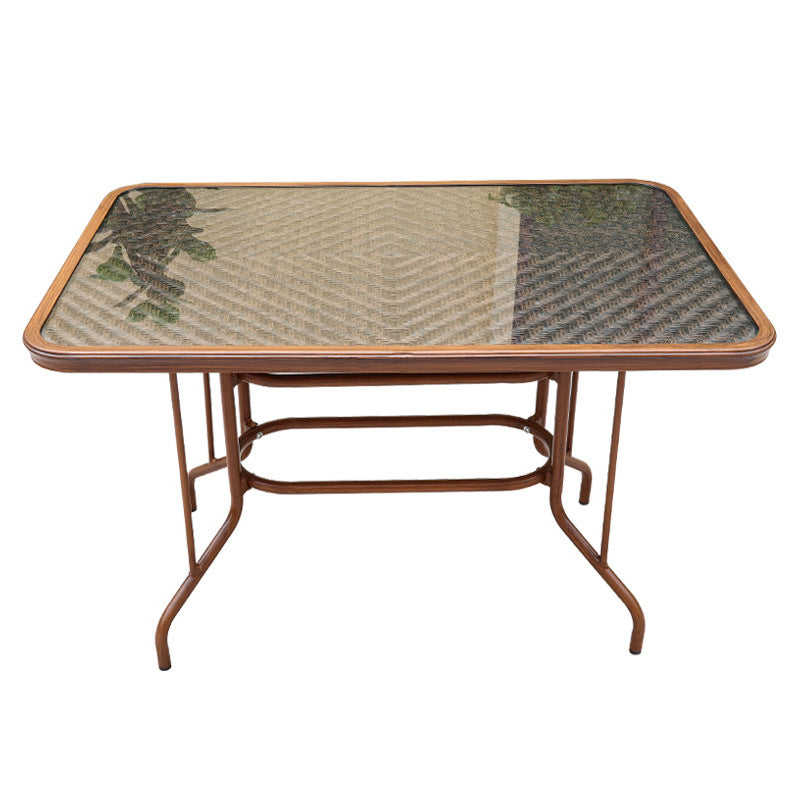 Modern Glass Top Dining Table Set 1/5/7 Pcs Brown Dining Set