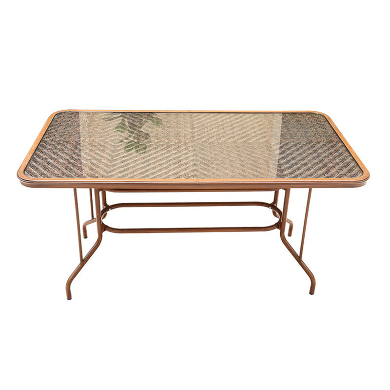 Modern Glass Top Dining Table Set 1/5/7 Pcs Brown Dining Set