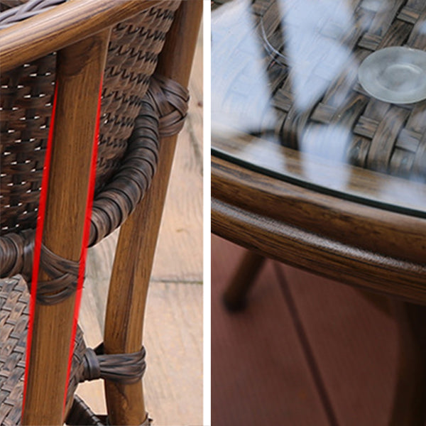 Modern Glass Top Dining Table Set 1/5/7 Pcs Brown Dining Set