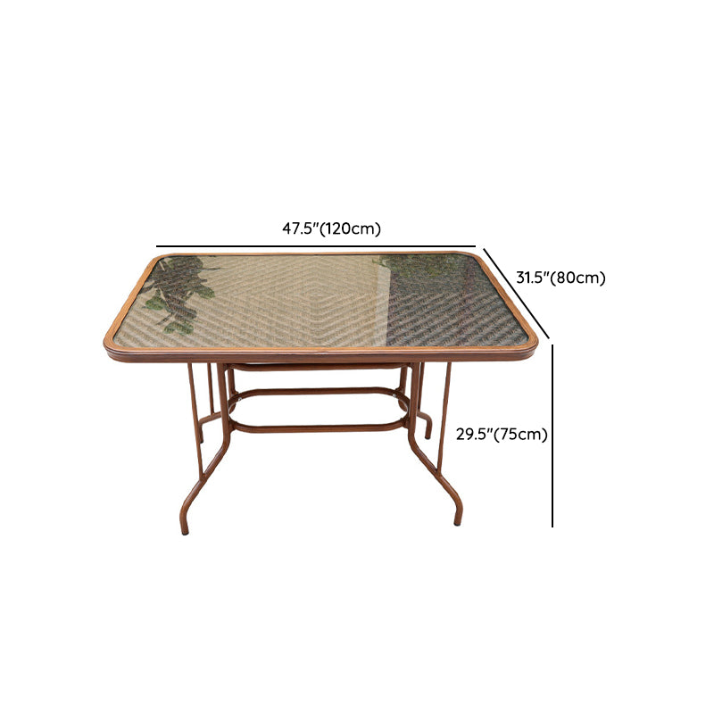 Modern Glass Top Dining Table Set 1/5/7 Pcs Brown Dining Set