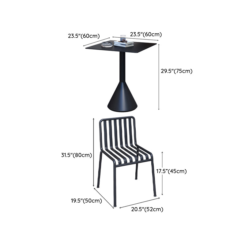 Black Modern Bar Table Set 1/2/3/4 Pcs Metal Bar Set for Small Places