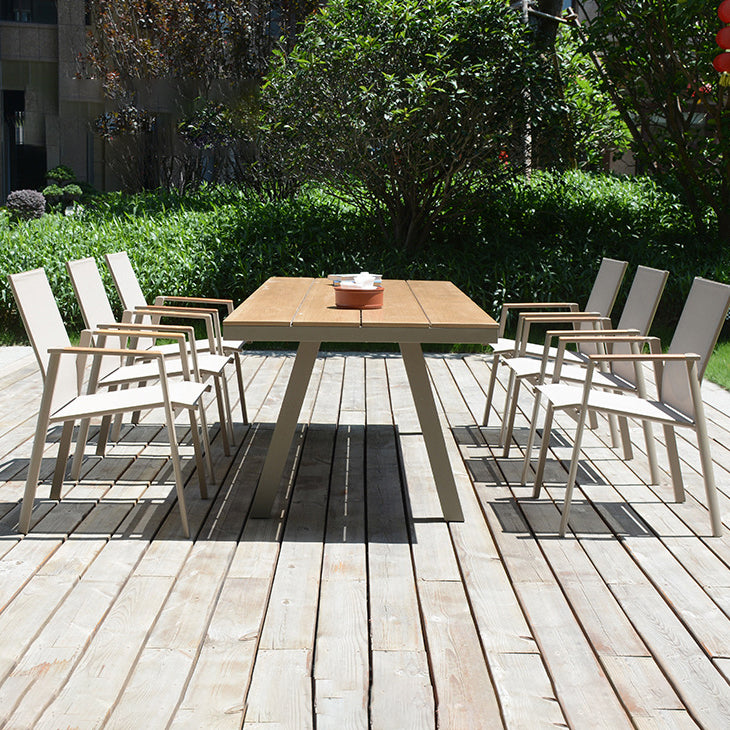 Brown Faux Wood Boho Dining Table Set 1/2/5/7 Pcs Rattan Dining Set