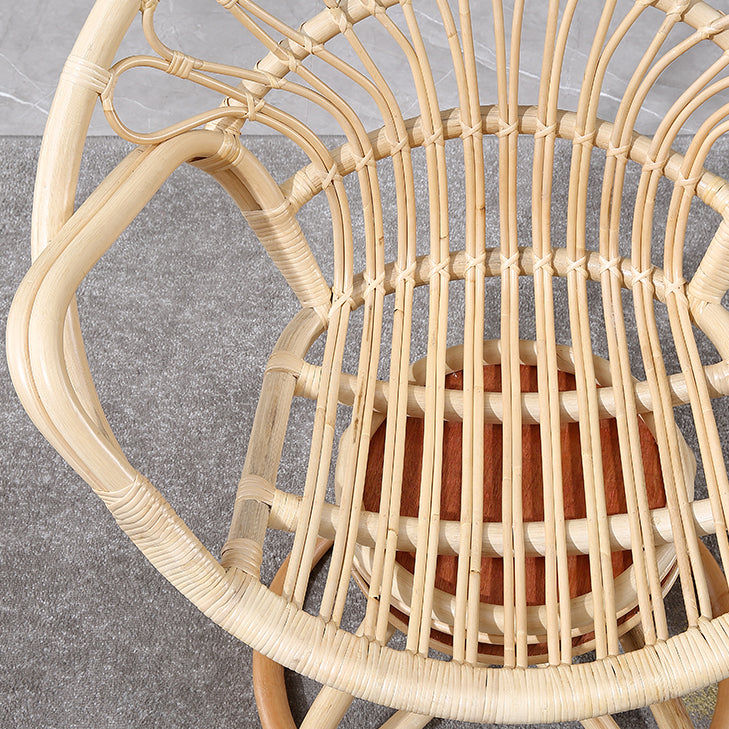 Contemporary Round Dining Table Set 1/3 Pcs Light Wood Finish Outdoor Dining Set