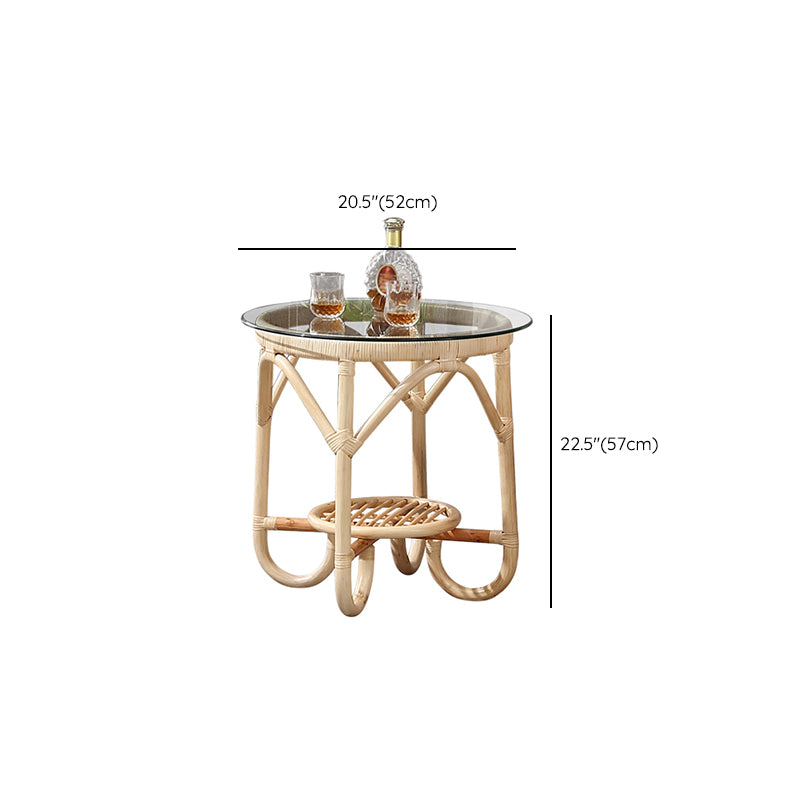 Contemporary Round Dining Table Set 1/3 Pcs Light Wood Finish Outdoor Dining Set