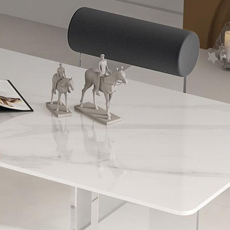 Contemporary Style 1/2/4/6 Pieces Dining Chairs Set Rectangle Stone Furniture in White