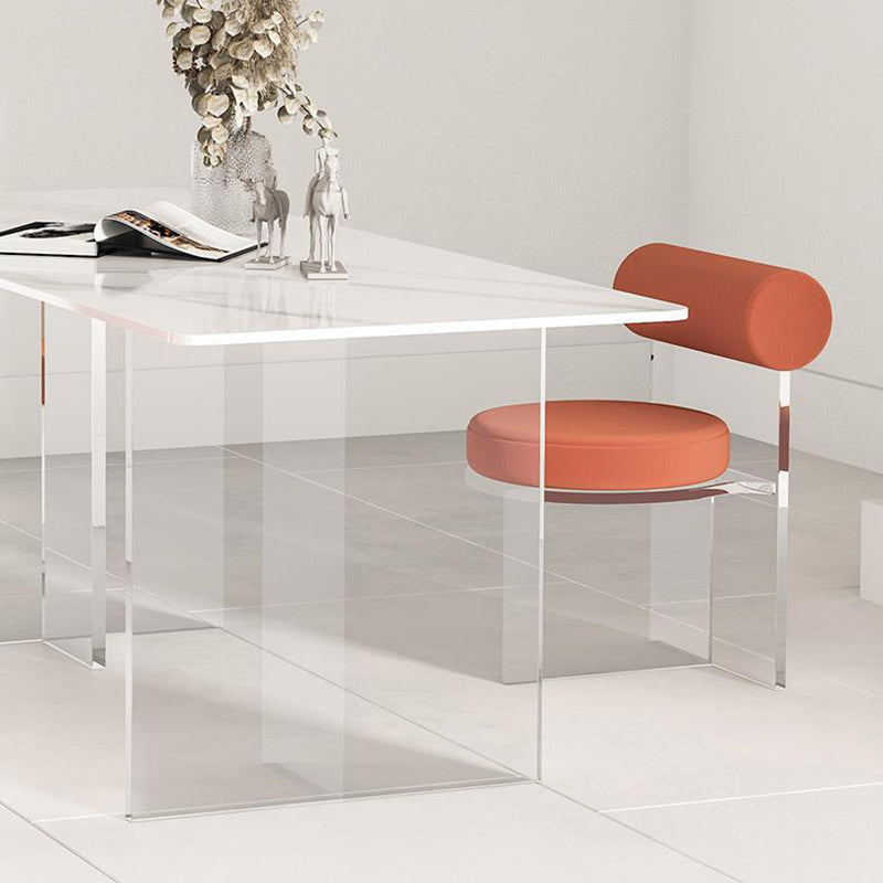 Contemporary Style 1/2/4/6 Pieces Dining Chairs Set Rectangle Stone Furniture in White