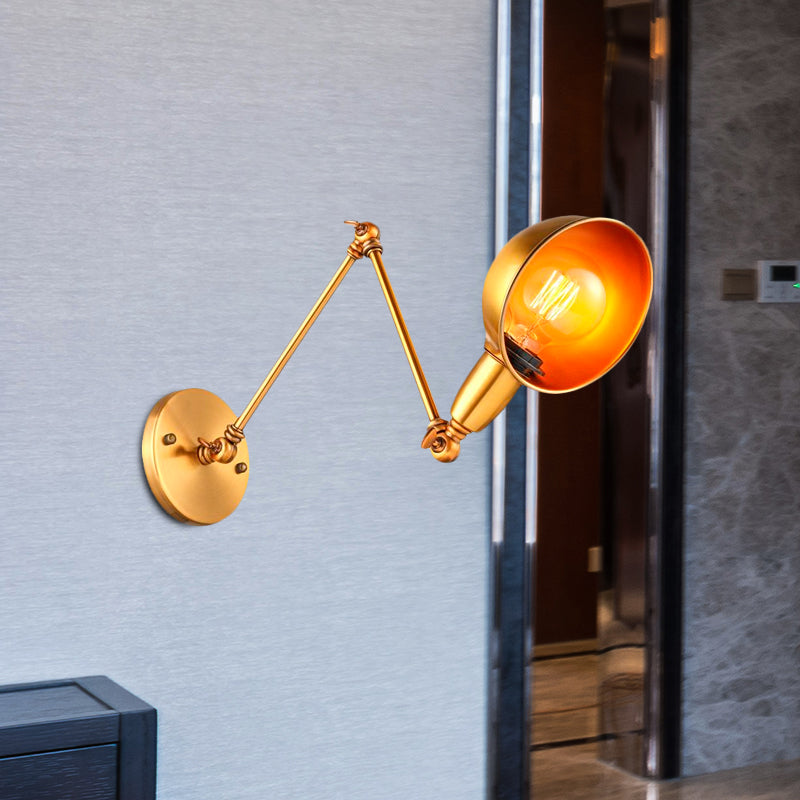 Sconcetto da parete della cupola retrò 1 illuminazione a parete in metallo con braccio oscillante in ottone/cromo per il bagno