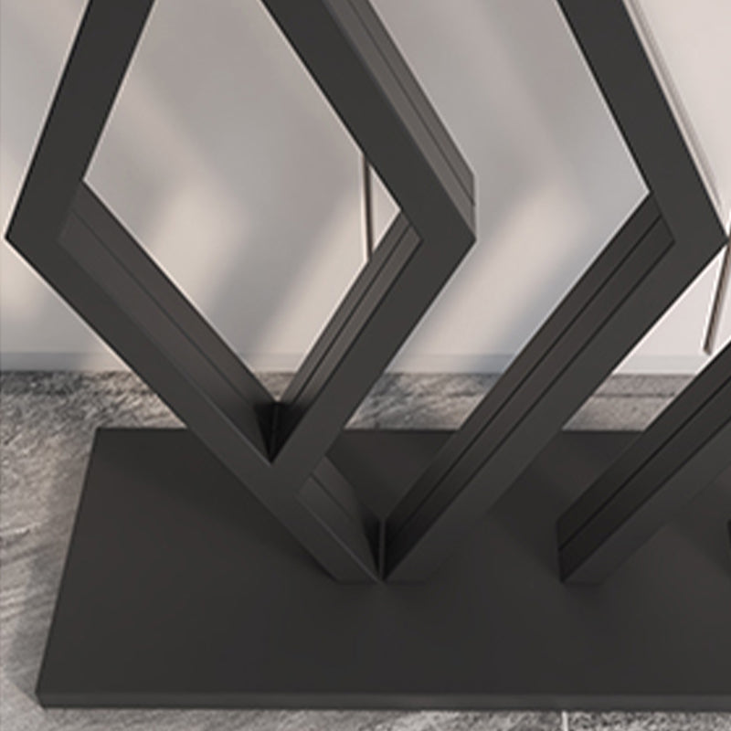 Modern Metal Accent Table Half Moon Stone Sofa Console Table for Hall