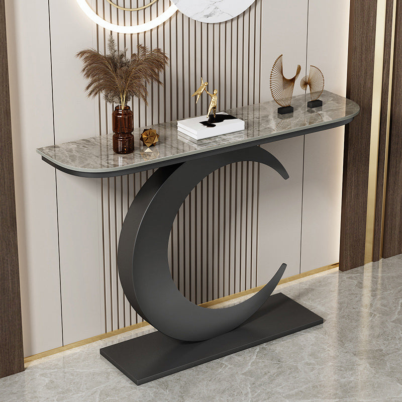 Half Moon Glam Console Accent Table Antique Finish Console Sofa Table