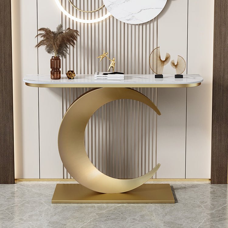 Half Moon Glam Console Accent Table Antique Finish Console Sofa Table