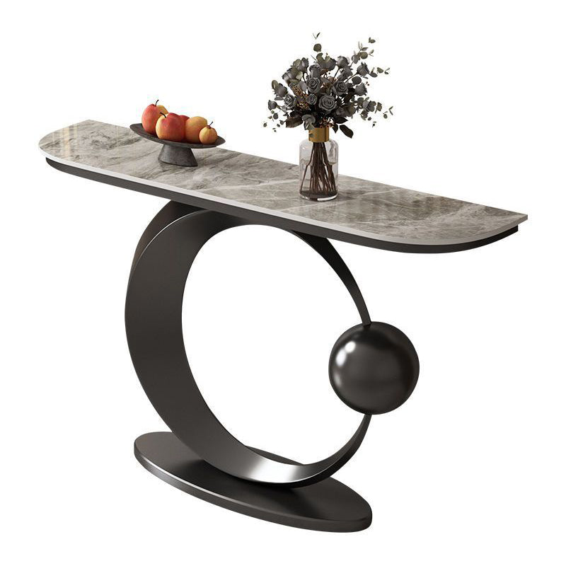 Glam Console Accent Table Antique Finish Console Sofa Table in Stone