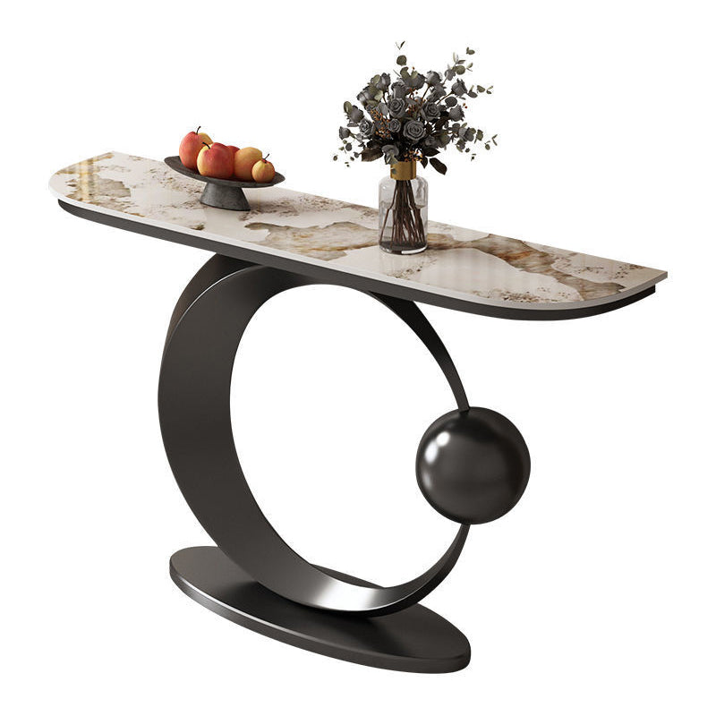Glam Console Accent Table Antique Finish Console Sofa Table in Stone