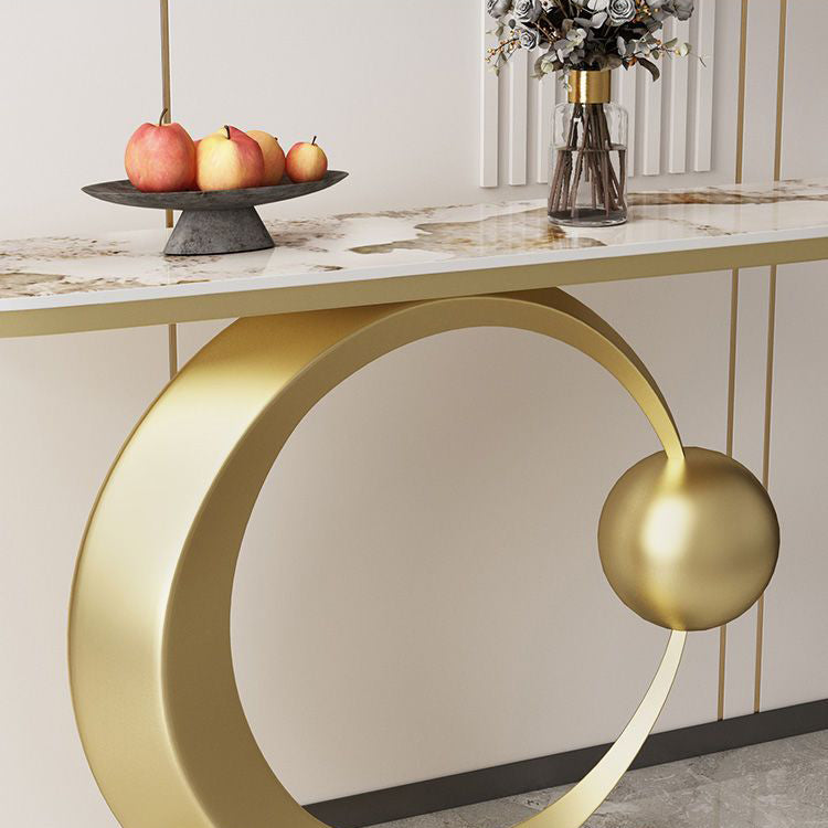 Glam Console Accent Table Antique Finish Console Sofa Table in Stone