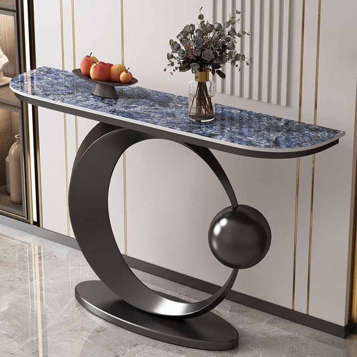 Glam Console Accent Table Antique Finish Console Sofa Table in Stone