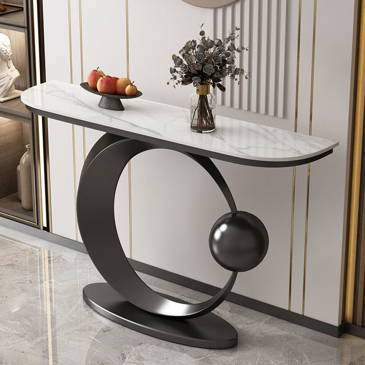 Glam Console Accent Table Antique Finish Console Sofa Table in Stone