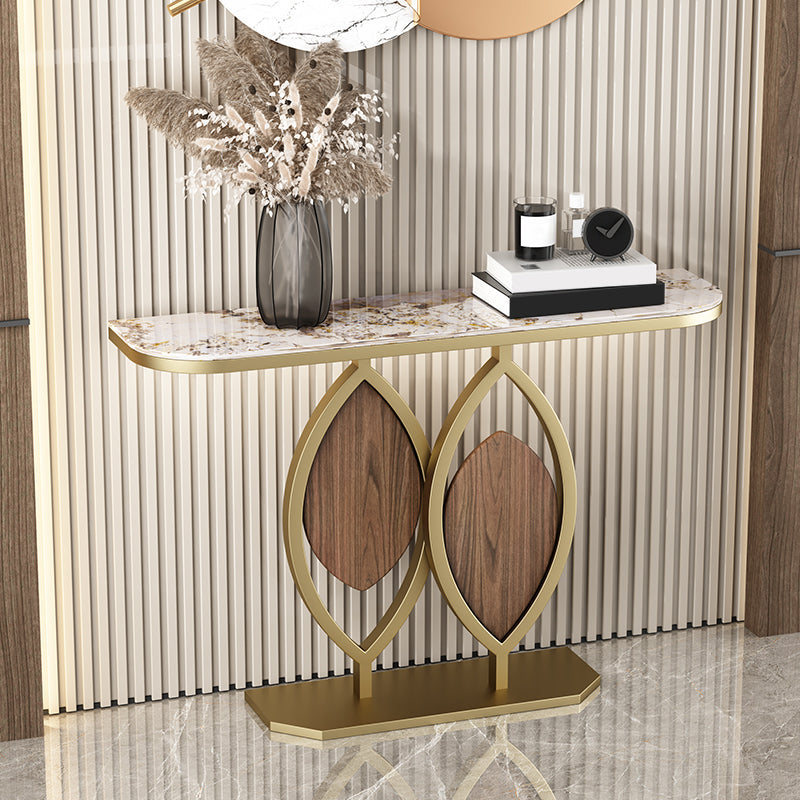 Glam Console Accent Table Antique Finish Half Moon Console Table