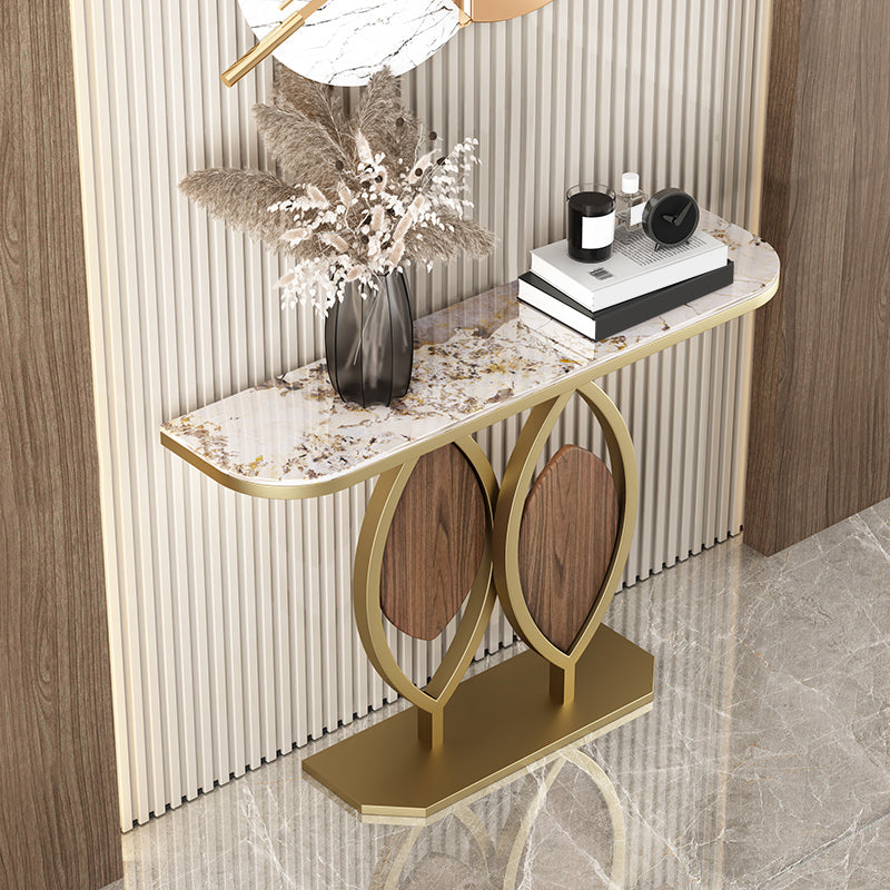 Glam Console Accent Table Antique Finish Half Moon Console Table
