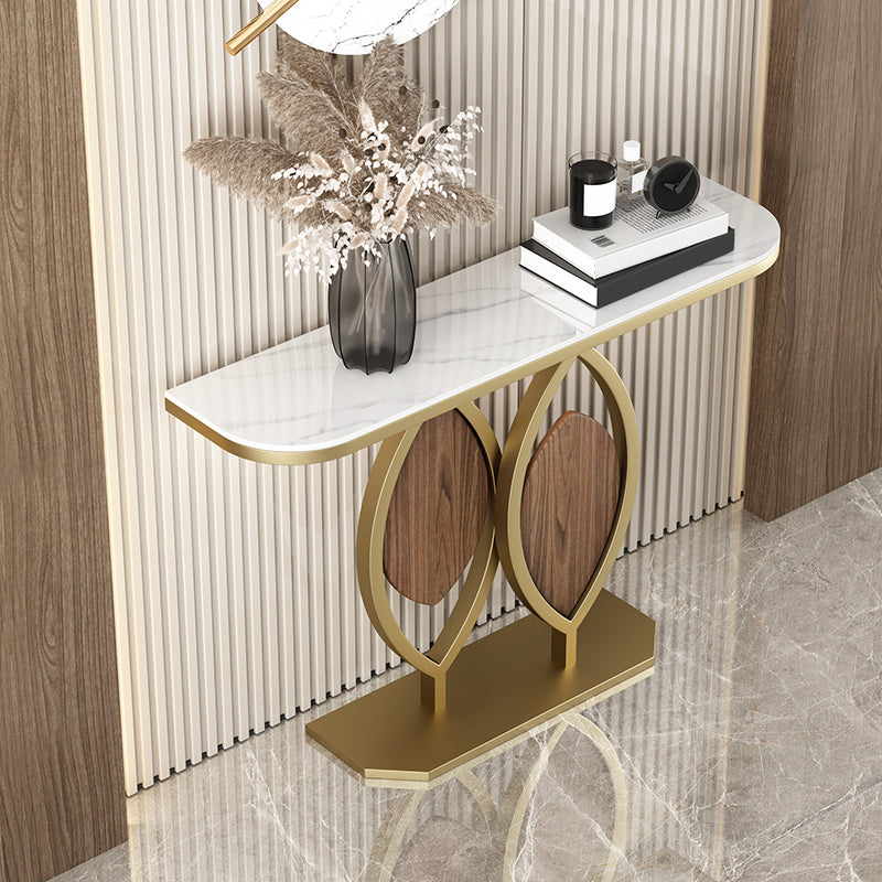 Glam Console Accent Table Antique Finish Half Moon Console Table