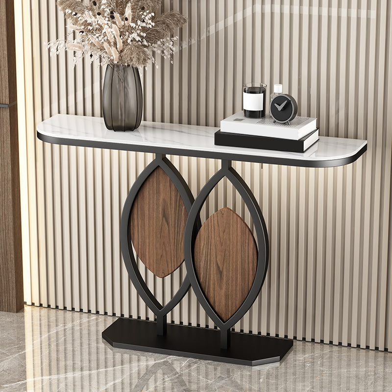 Glam Console Accent Table Antique Finish Half Moon Console Table