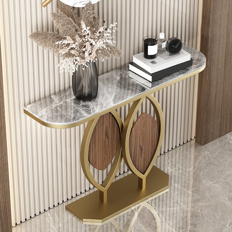 Glam Console Accent Table Antique Finish Half Moon Console Table