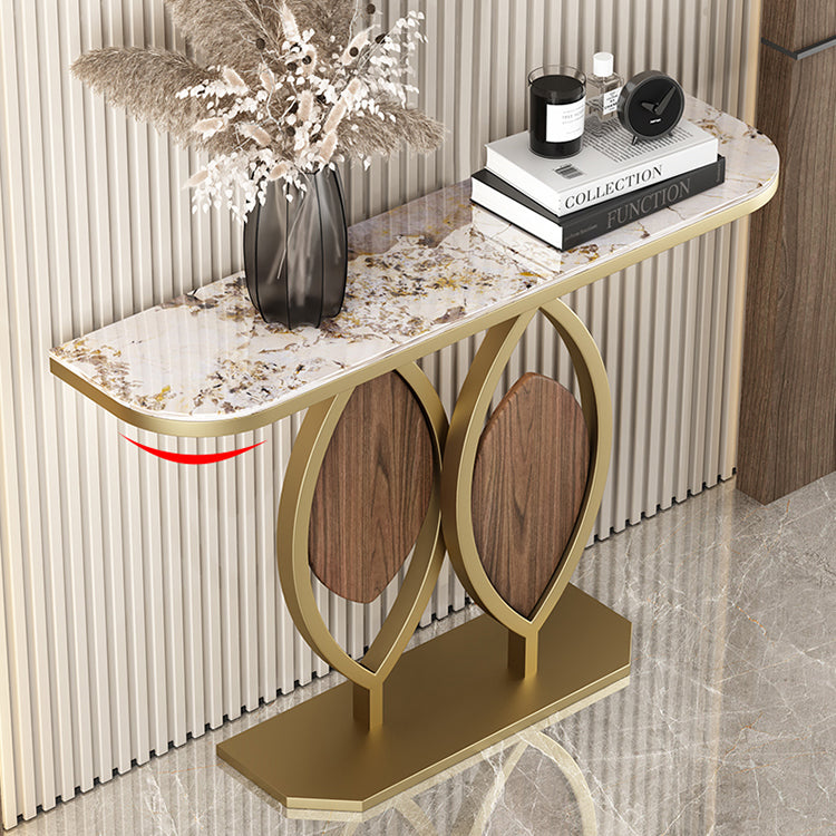 Glam Console Accent Table Antique Finish Half Moon Console Table