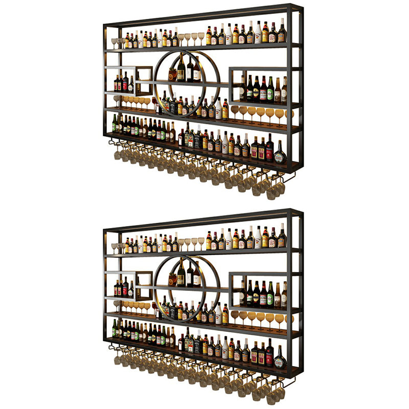 Wall Mounted Wine Rack Metal Modern Wine Bottle & Glass Rack for Bar