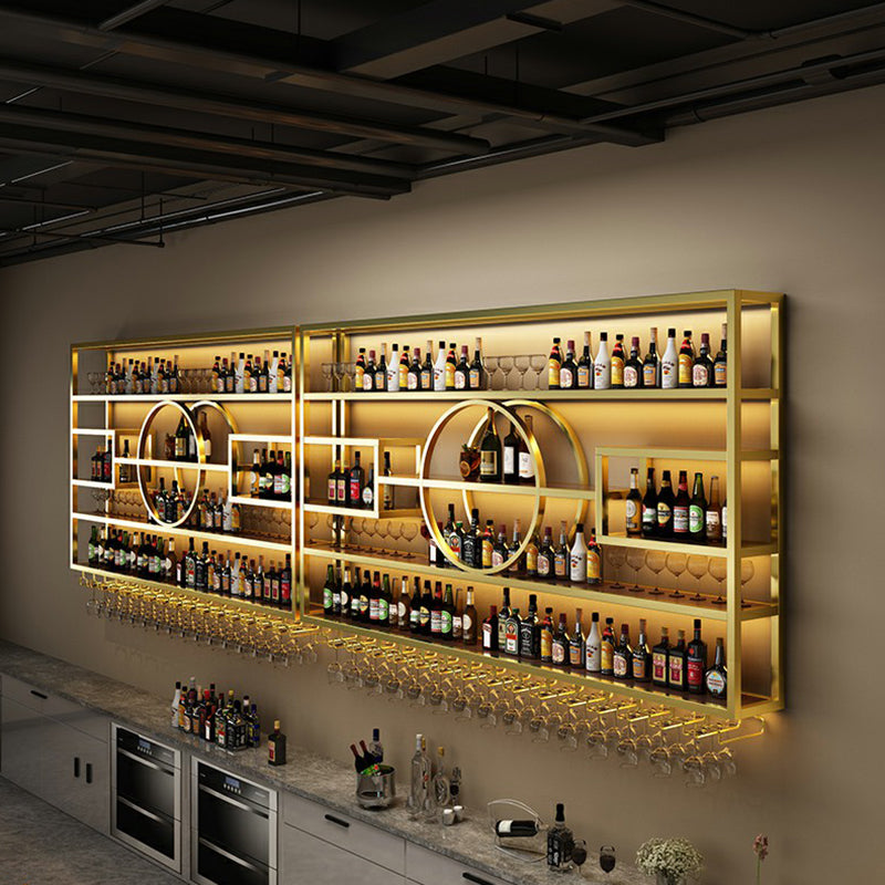 Wall Mounted Wine Rack Metal Modern Wine Bottle & Glass Rack for Bar