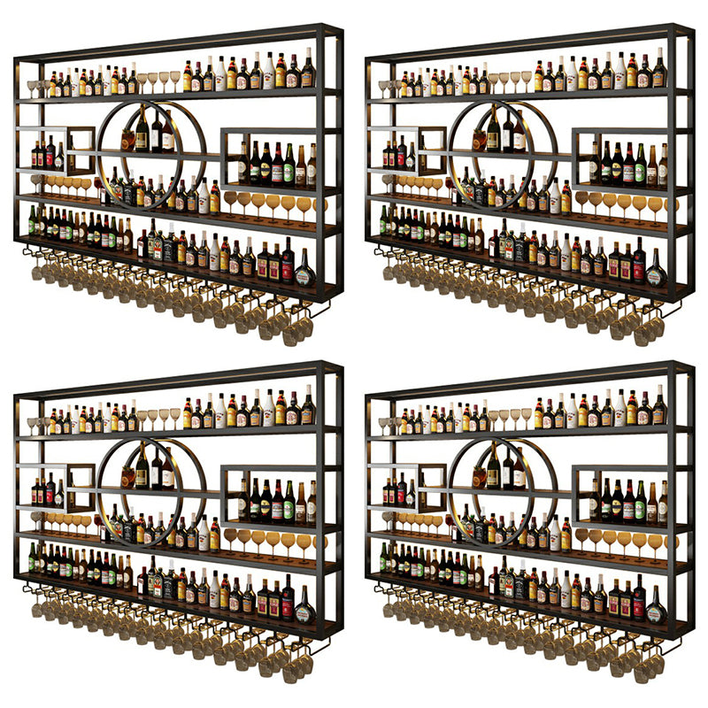 Wall Mounted Wine Rack Metal Modern Wine Bottle & Glass Rack for Bar