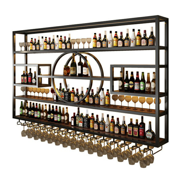 Wall Mounted Wine Rack Metal Modern Wine Bottle & Glass Rack for Bar