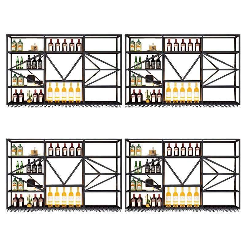 Wall Mounted Iron Wine Racks Modern Style Wine Holder Rack in Black